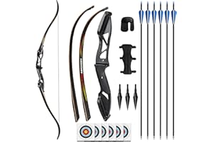 The7boX 30 lbs Arc de Chasse Adulte,Tir à l'arc Set Postuler à Adultes et débutants Arc Long Main Droite Chasse en Plein Air Cible d'entrainement