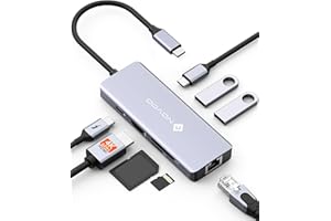 NOVOO Koncentrator USB C do Ethernet, 8 w 1, USB C na HDMI 4K, 100 W PD, USB C 3.0, USB A 3.0, Multiport SD/TF do MacBooka Pro Air M2 M1 Surface iPad Galaxy HP