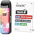 SMOK Nord 2, E Cigarette Vape Starter Kit, 40W 1500mAh, 2ml Airflow Control Vaping, 0.69inch OLED screen, USB-C Fast Charging, Using RPM and Nord Coils, No Nicotine, 7-Color