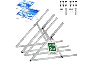 BJÖRN&SCHILLER 4 Stück (2 Paare) Solarpanel Halterungen 114 cm, robustes Aluminium Winkelprofil, Solarhalterung: Montage für Balkon, Wand, Flachdach, Wohnmobil, Zubehör Balkonkraftwerk, Solarpanel Ständer