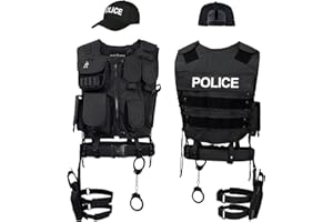 ‎BLACK SNAKE Black Snake® SWAT FBI Police Security Kostüm inkl. Einsatzweste, Pistolenholster, Gürtel, Handschellen und Baseball Cap