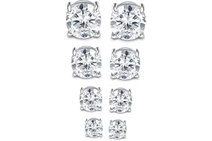 MILACOLATO 4 pary magnetycznych kolczyków ze stali nierdzewnej dla mężczyzn kobiet okrągłe/kwadratowe CZ inkrustowane magnetyczne kolczyki bez przekłuwania CZ klips na sztyfcie kolczyk 3 kolory 4-7 mm