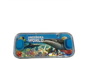 Makio Mini giochi d'acqua, gioco di abilità di viaggio per ragazze e ragazzi, Aqua Play (balena e squalo, tema animali marini, plastica, carica manuale, 15,5 x 7,0 x 1,0 cm, 100 grammi)