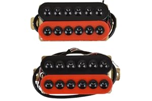 LYWS Ceramic Magnet Electric Guitar Pickup Humbucker Neck & Bridge Invader Style (Black+Red)