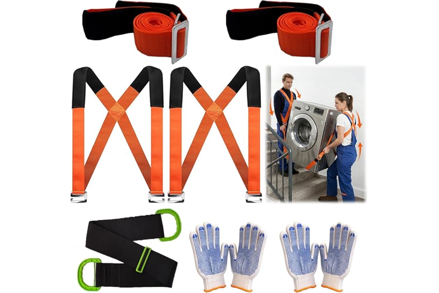 Zeeorymn Lifting Straps for Movers 3pcs,Anti-Slip Moving Strap with Ratchet Syste for Heavy Objects,Goods,Furniture,Single or Multi-Person Carrying Strap Supports Up to 1300 Lbs & Bonus 2 Pair Gloves