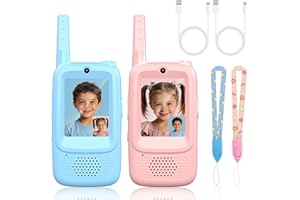 LPQKCCY Video Walkie Talkies for Kids, 2 Pack Rechargeable Video Call Walkie Talkie Toys Gifts with Voice Changer for 3 4 5 6 7 8 9 10 11 12 Years Old Boys and Girls, Indoor Outdoor Long Range Walkie-talkies