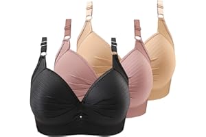 ZWDC 3er Pack BH Damen Ohne Buegel Vollschalen Bequem Guter Halt Große Brüste Wirefree Bra Super Push Up BH Gegen Hängebrust Brüste Klassische BHS Minimizer Bra