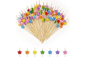 Minfuerang 100 Pezzi Stuzzicadenti da Cocktail,Colorati Bastoncino da Cocktail,Stuzzicadenti per Feste,12cm Stuzzicadenti Decorativi per Compleanno,Festa