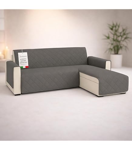 YSTELLAA Copridivano Impermeabile 3 Posti Con Penisola – Reversibile, Antigraffio, Vino Rosso, 255 Cm