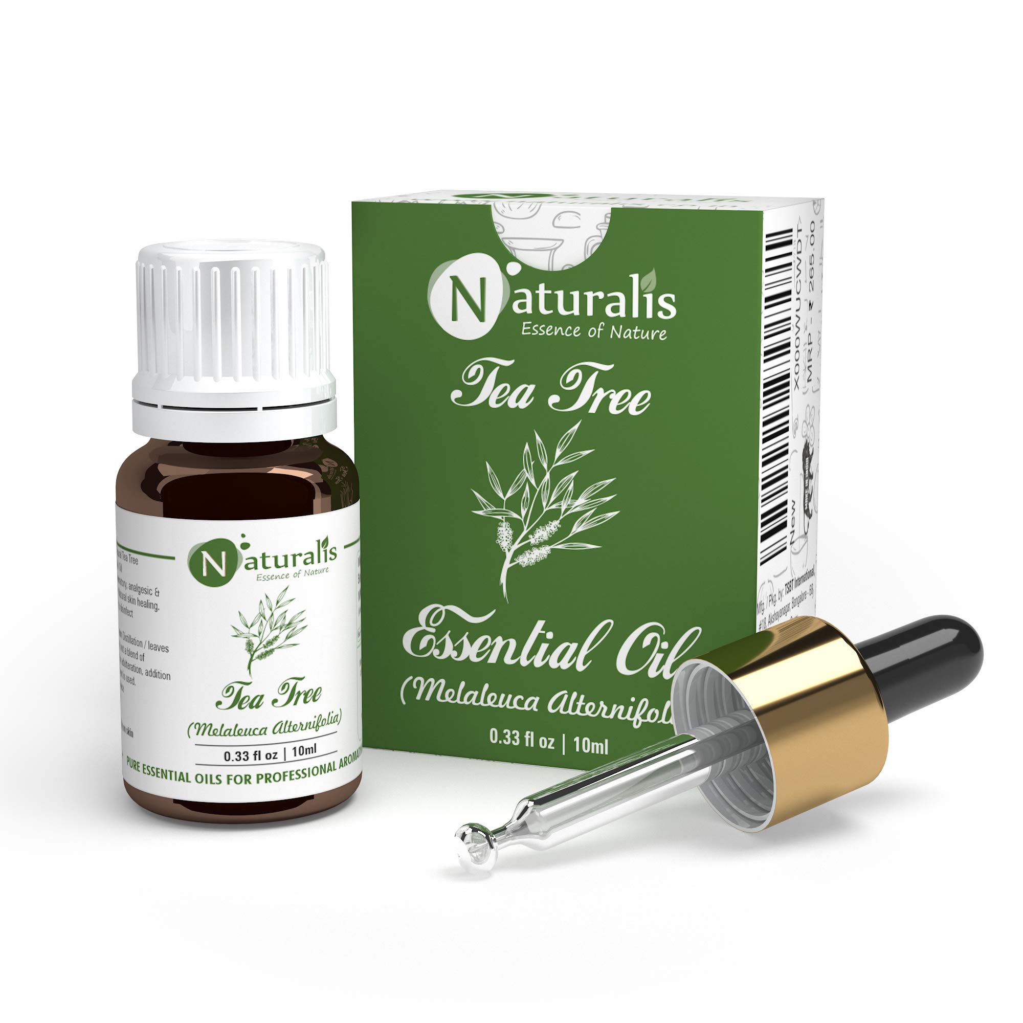 Naturalis Essence Of Nature Tea Tree Essential Oil, For Acne, Pimples, Scars, Skin, Face, Hair Care & Anti-Dandruff - 10Ml
