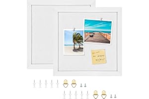 OKYDOKY 30 * 30cm Cork Board Bulletin Board with Felt, Wood Framed Display Bulletin Board for Walls with Pins, Eye Bolts, gaskets, Screws, Pin Board for Office, School and Home(WT,2P)