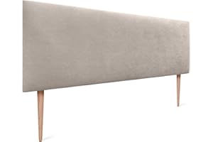 DHOME Testata Imbottita Liscia in Similpelle o Tessuto AQUALINE - Letto di Lusso 160cm con Gambe (Letti 150/160), Tessuto Beige