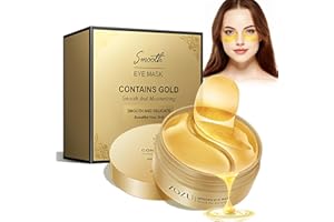 BOWASIN 60 Stück 24k Gold Gel Augenpads,Eye Pads,Augenpads Gegen Tränensäcke,Gegen Falten,mit Hyaluron,Kollagen Feuchtigkeit Spendende Gegen Tränensäcke Falten Dunkle Kreise & Puffiness