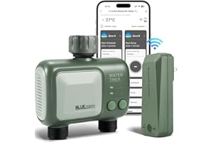 Kazeila Programmateur Arrosage WiFi 2 Sorties,Minuteur Arrosage Automatique Water Timer,2 Modes D'arrosage,Arrosage Automatique pour Jardin avec App Via WLAN 2,4 GHz ou Bluetooth/Commande vocale