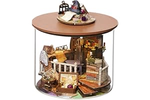 Spilay Dollhouse DIY Miniature Wooden Furniture Kit,Mini Handmade Doll House Model with Dust Cover & LED,1:24 Scale Creative Woodcrafts Toys for Adult Friend Lover Birthday Gift B32