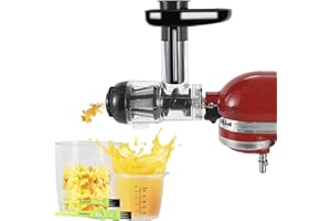 Italdos Extractor de zumo en frío compatible con KitchenAid, extractor de frutas y verduras, fácil de limpiar, alto rendimiento de zumo y pulpa más seca