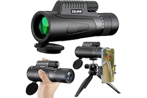 ZZLOVE 10-30x50Monocular-Telescope High Powered Monocular for Adults Monocular for Smartphone Adapter Monocular Telescope Hunting Wildlife Bird Watching Travel Camping Hiking (30 * 50 Black)
