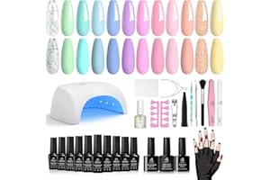 BEETLES GEL POLISH Beetles Gel Nail Polish Starter Kit, 12 Spring Pastel Colors with Base & Top Coat, Cuticle Oil, Soak Off Macaroon Gel Polish Set for 2023 Spring Nail Art DIY