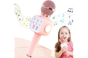 KOYIGO Girls Toys Age 3-12, Karaoke Microphones for Kids Party Toys for 3 4 5 6 7 8 9 10 11 Year Old Girls Gifts, Karaoke Wireless Microphone Toys for Teenage Halloween Xmas Birthday Gifts (Rose Gold)