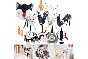 Coriver Jouet Poussette Bebe, Noir et Blanc Spirale d'activité Bébé, Suspendu Jouet Poussette Bebe, Sensoriel Jouets pour Bébés Siège Voiture, Jouets pour Nouveau-né pour 0 3 6 9 12 Mois