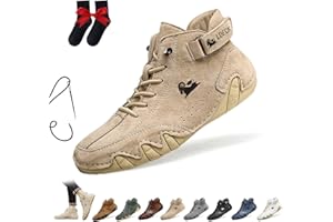 LOVEWLVNCL Stivali Alti in Pelle Scamosciata Italiani Fatti a Mano Scarpe Beck da Uomo Sneakers Casual in Pelle Scamosciata Impermeabili Stivaletti a Piedi Nudi Traspiranti Antiscivolo(Cachi,42 EU)