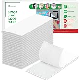Blooven 20 Pieces 50 x 100 mm Self Adhesive Tape Roll Hook and Loop Tape Hook and Loop Tape (20 Pieces 50 x 100 mm, White)