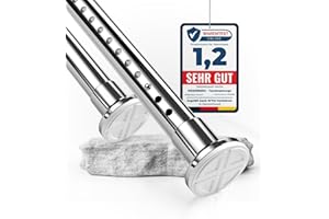 HOFACTORY MEISENBERG Asta Tenda a Pressione Argento, 310-360 cm – Bastone per Tende Estensibile Senza Bisogно di Forare Allungabili - Diametre 32mm, Acciaio Inox