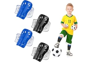 AILA Shin Pads Boys, 4 Pairs Football Kids Shin Guards, Lightweight, Breathable Shin Pads Comfortable Protective Shin Pads Kids Football Leg Protectors for Kids Boys Girls -Black+Blue