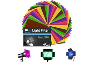 SAMNISOO 40 Stück Farbkorrektur-Gel-Lichtfilter, Transparentfolie Kunststoffblätter Farbige Overlays Farblicht-Gel-Filter, 10 Farben A4 Größe