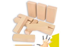 KMBRGH Basswood Carving Blocks 11 pcs, Linden Wood Whittling Kit for Beginners and Professionals, Lime Wood Carving Set with Finger Protectors and Sandpaper, Hobby Wood Carving Kit (11 Pieces)