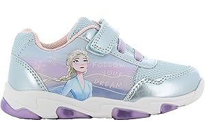LEOMIL Disney Frozen Schuhe Mädchen 2 bis 8 Jahre, Kinderschuhe mit Anna und ELSA Motiv, Leuchtschuhe Kinder mit Klettverschluss und LED Licht, Sneaker die Eiskönigin, Ideal für Schule und Freizeit