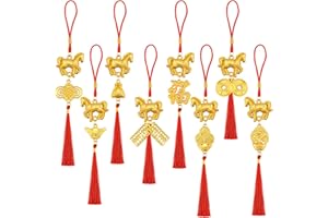 WINHOLILUX 8pcs 2026 Chinese New Year Decorations, Year of Horse Lucky Charm Feng Shui Tassel Hanging Pendants Ornaments for New Year Home Health Wealth Success Lucky Decor Spring Festival Hanging Decorations