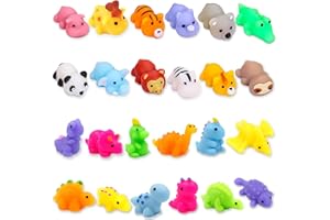 Chennyfun 24 pcs Animal Mochi Squeeze Toy, Kawaii Squishy Jouets Animaux Dinosaure, Mini Doux Squeeze Anti-Stress Jouets,Squeeze guérison Fun Toys Enfants Jouet pour Birthday Party Toy Party Favors