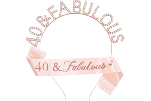 MIOSJI 40th Birthday Sash and Birthday Crown Rose Gold Crystal Tiara Headband for Women 40th Birthday Decorations 40th Birthday Gift for Women Party Accessories