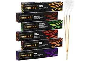 Fumino Lot 6 Boîtes 84 Bâtonnets d’Encens (90g) Feu et Givre Naturels Frais Faits Main, Senteur Masala Agarbatti Joss pour la Relaxation et la Méditation - Encens Japonais Tierra Zen - Encensoir