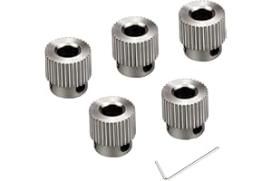 Demason 5 Stück 3D-Drucker Extruder Zahnrad Zubehör Edelstahl Antriebsrad für MK7 MK8 Extruder 36 Zähne Bohrung 5 mm Licht und 1 Stück 1,5 mm Schlüssel für 3D-Drucker
