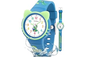 Ayybboo Montre Enfant Garçon Fille,Montre Éducative Analogique pour Apprendre l’Heure,3ATM Étanche,12/24 Heures,Bracelet en Silicone Doux,Facile à Lire pour 4 à 12 Ans