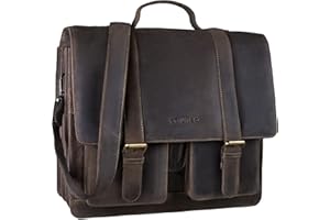 STILORD 'Marius' Maletín de piel unisex para profesor o negocios Bolso mensajero o bandolera grande para hombres mujeres y portátil de 14' de auténtico cuero