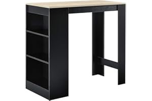 ‎[EN.CASA] [en.casa] Bartisch Kouvola Bistrotisch Esstisch 110 x 50 x 103 cm Küchentisch Küchentheke mit 3 Fächern Stehtisch Bartheke für Esszimmer Wohnzimmer Küche Schwarz/Eicheoptik