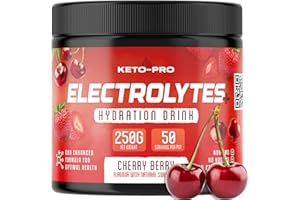 KETO-PRO FUELLED BY FAT Keto-Pro Electrolytes 250g | Electrolyte Powder Supporting Your Keto Fasting, Health & Fitness Goals | Cherry Berry Flavour