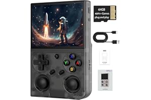 ANBERNIC G350 Retro Handheld Game Console , 3.5 Inch IPS Screen Linux System Built-in 64G TF Card 4371 Games Preloaded Game Console 3200mAh Battery (G350 Transparent Black-new)