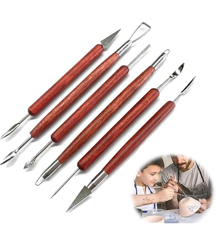 LVCHEN 10-Piece Wax Carving Tools Set - Stainless Steel Double-Ended Carvers For Sculpture, Pottery & Clay With Carrying Case