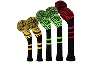 Scott Edward Lot de 5 Housses de tête de Golf en Tricot pour Bois,Golf Couvre-Bois à Pompon Adulte Unisexe