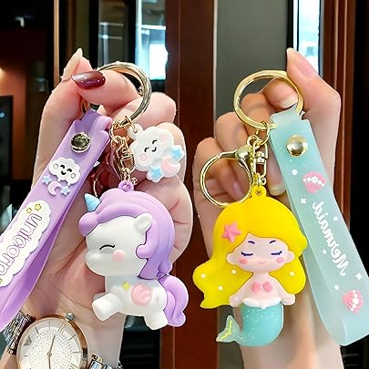 MorningVale Unicorn PU Lucky Keychain (Pack of 2), Multicolor