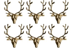 Harvey & Mason Set of 6 Stag Head Napkin Rings Gold Christmas Tableware Decoration Festive Xmas Party
