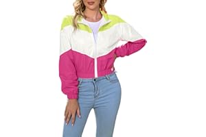 LAOARA Damen Leichte Windjacke Sport Jacke Reißverschluss Farbblock Mantel Casual Langarm Jogging Oberbekleidung