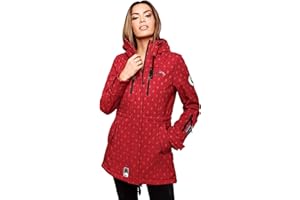 Marikoo Damen Softshelljacke (XS-3XL) mit Kapuze - Wasserabweisend, Fleece innen, Tasche am Arm, Mantel, Warme Jacke Frauen B614