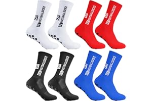 Ziamzra 4 Paires Chaussette Antidérapante Foot 39-46 Chaussettes Antidérapantes Homme Femme Grip Socks Football Epaisse Respirant Chaussette Foot pour Basket Football Trekking Cyclisme Marathon Rugby