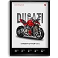 Funk You Store Ducati Streetfighter V4 Poster | Framed Poster of Superbike A4 Sized (31 x 23 cm) | Superbike Posters for Wall, Gift for Boys, Ducati Bike Frame | Posters for Wall, Bedroom, Study Room
