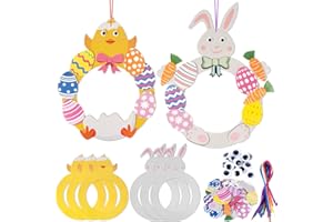 BOFUNX 6 Pack Easter Wreath Craft Kit Bunny Chick Easter Egg Wreath Crafts for Kids Boys Girls DIY Easter Hanging Decoration Make Your Own Easter Decorations